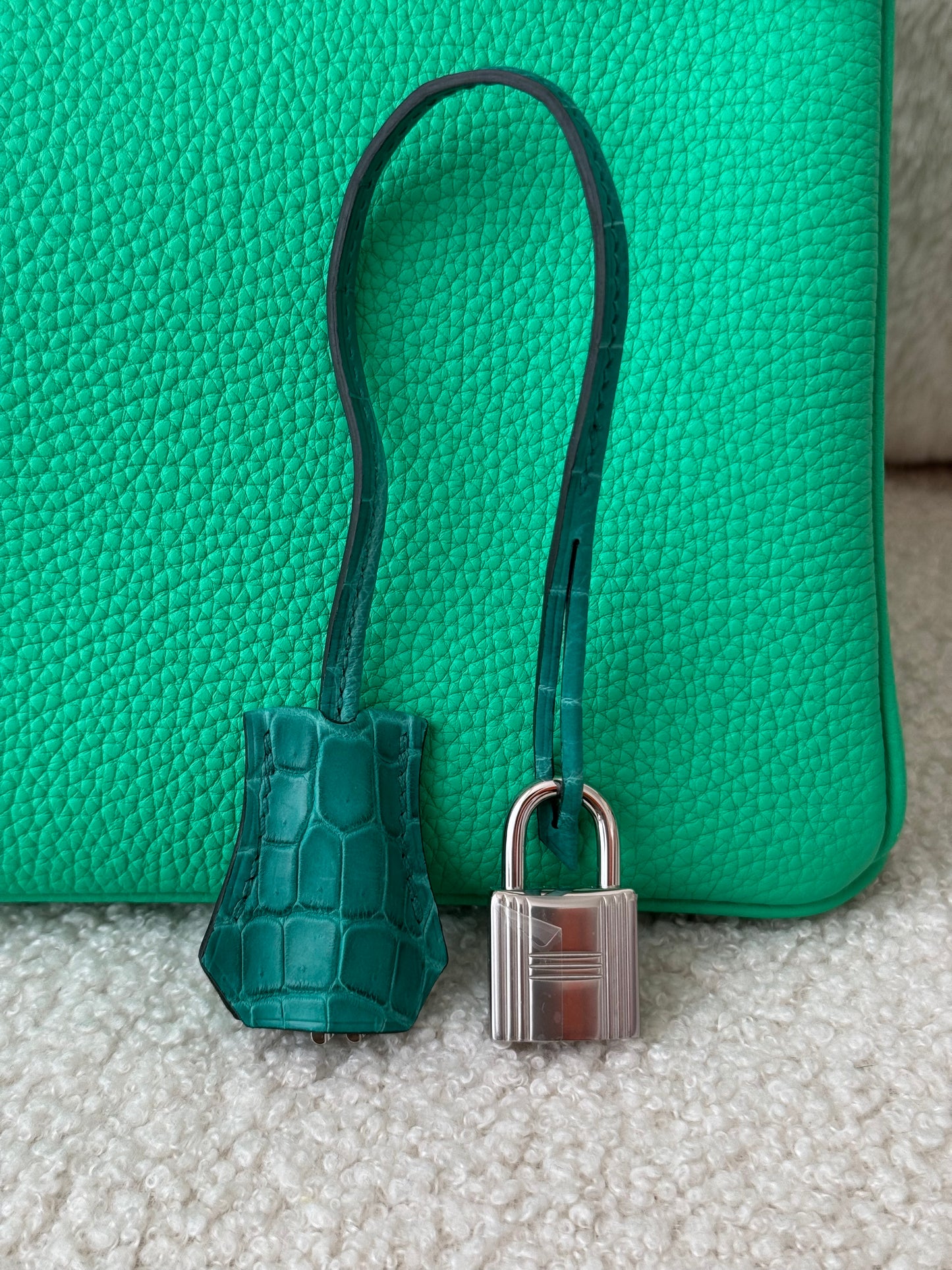 Hermès Birkin 30 Touch Crocodile Vert Comics Palladium Hardware