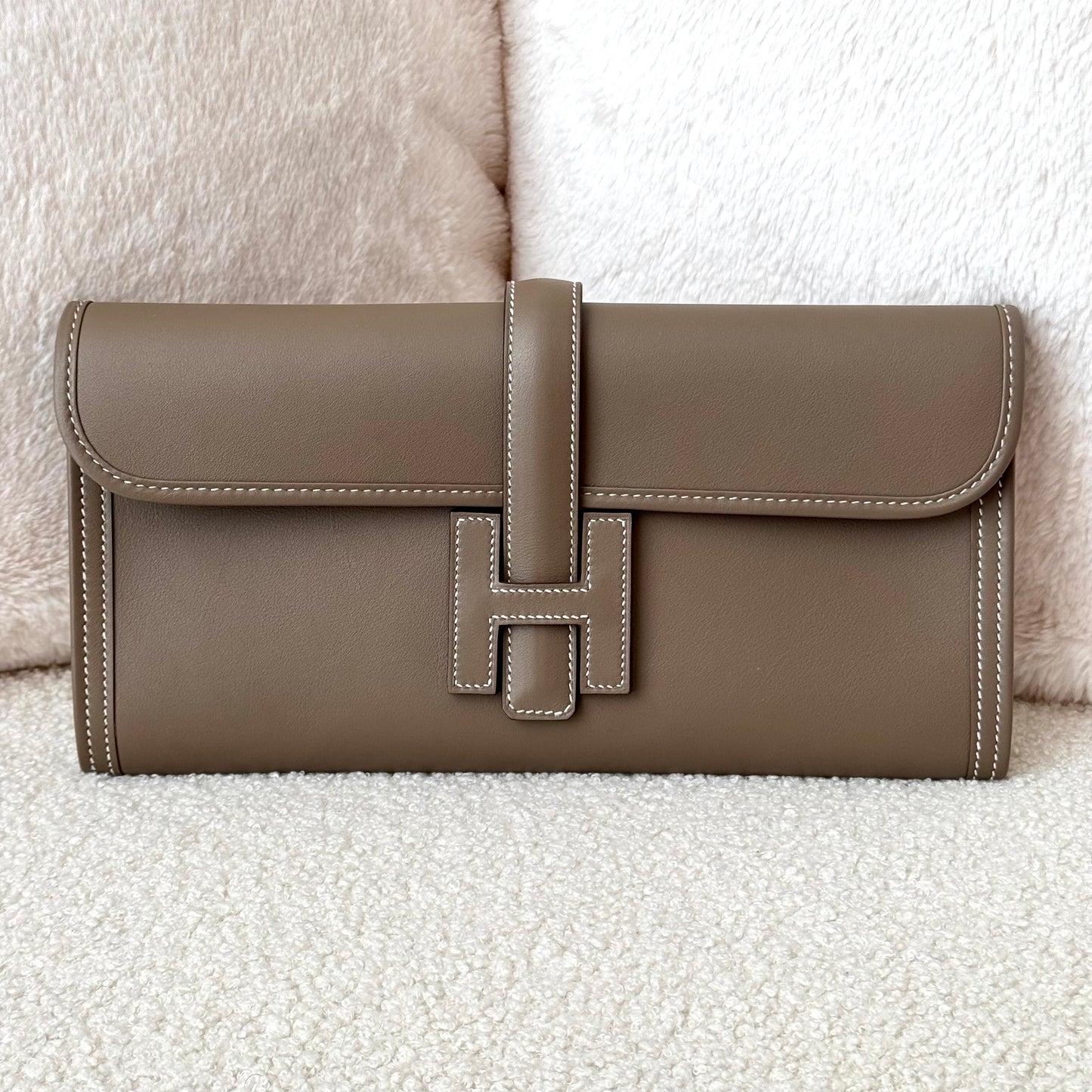 Hermès Jige 29 Clutch In Etoupe