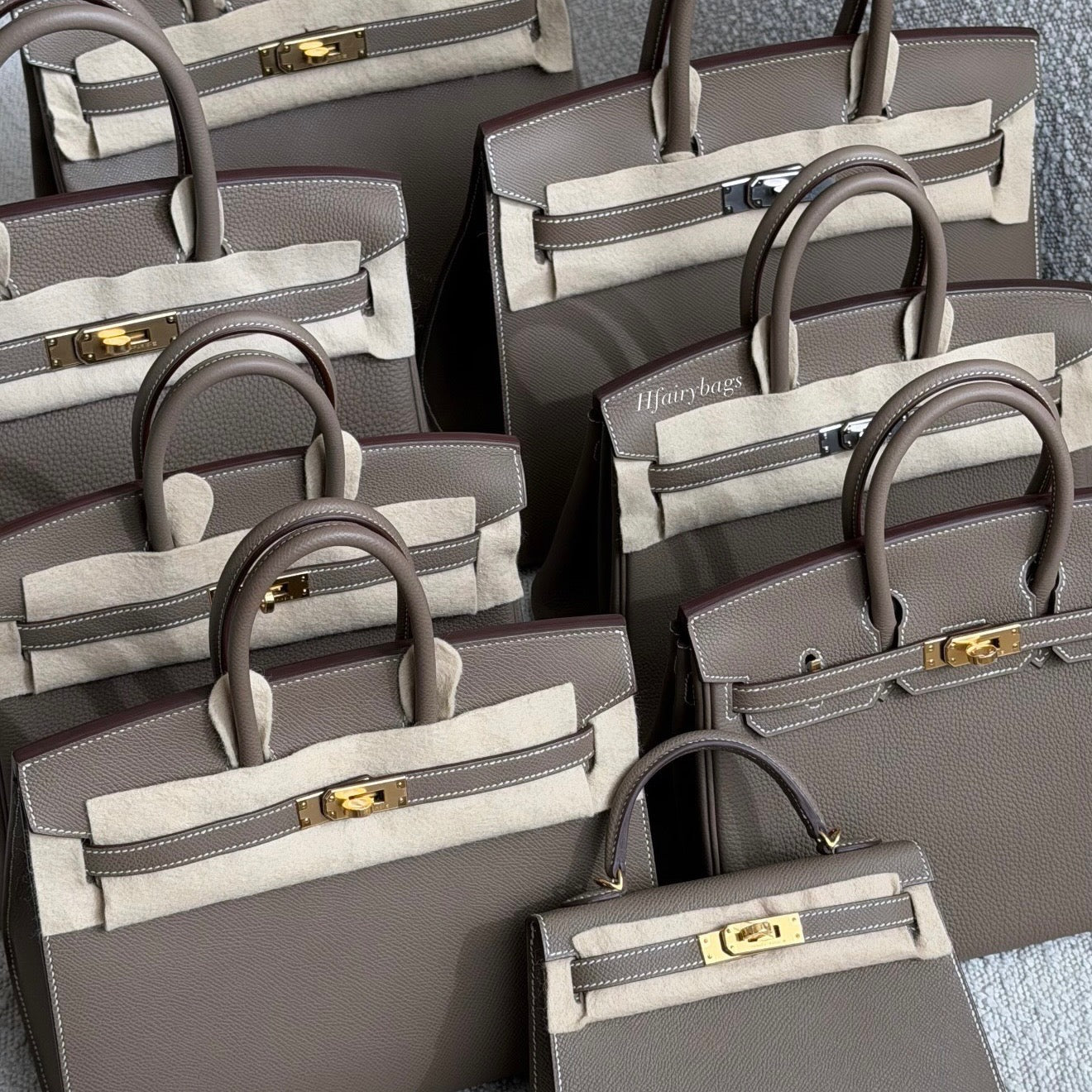 Authentic Hermès Etoupe Birkin & Kelly