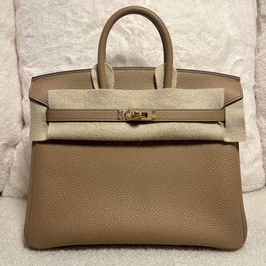 Hemès Birkin 25 Chai with Gold Hardware