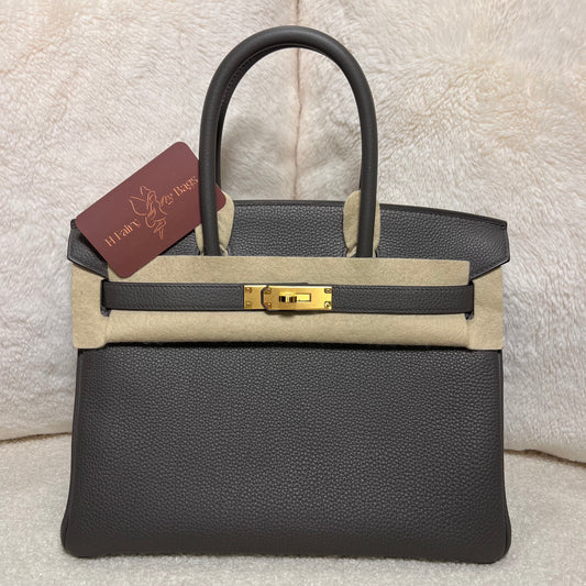 Hermès Birkin 30 Gris Etain with Gold Hardware