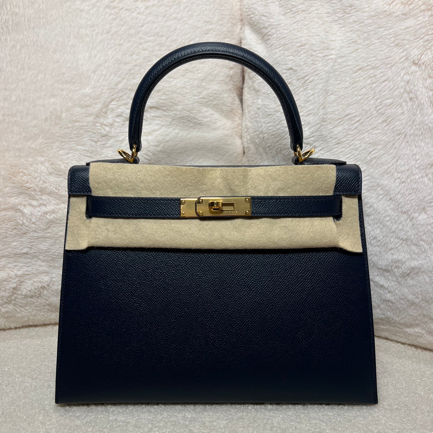 Hermes Kelly 28 Sellier Bleu Indigo with Gold Hardware