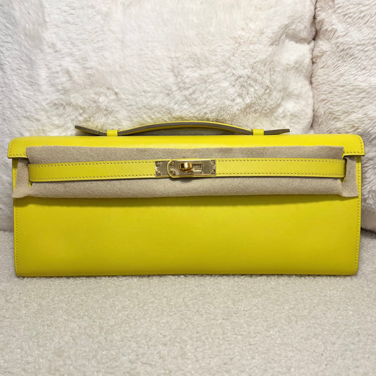 Hermès Kelly Cut Lime with Gold Hardware