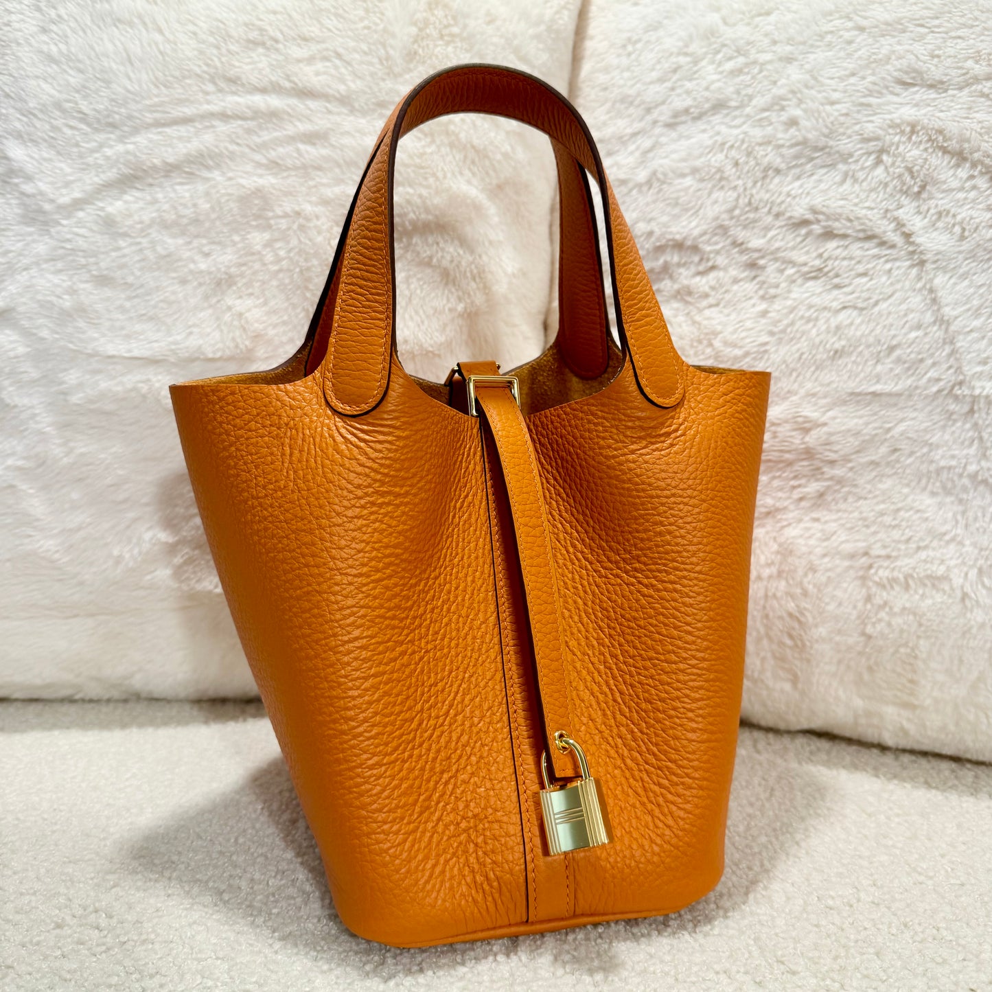 Hermès Picotin 18 Lock in Orange with Gold Hardware