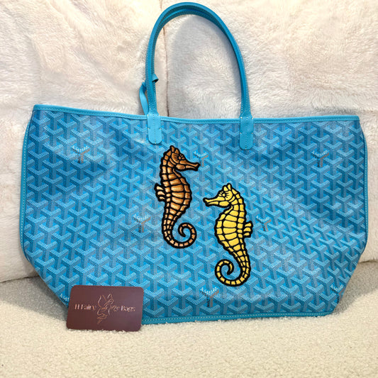 Goyard Turquoise Anjou PM Embroidered Seahorse Bag